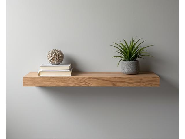 Solid oak floating shelf with hidden brackets